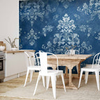 Worn Blue Retro Ornament Decorative Motif Wall Mural