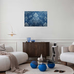 Worn Blue Baroque Ornament Retro Poster