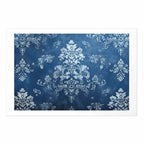 Worn Blue Baroque Ornament Retro Poster