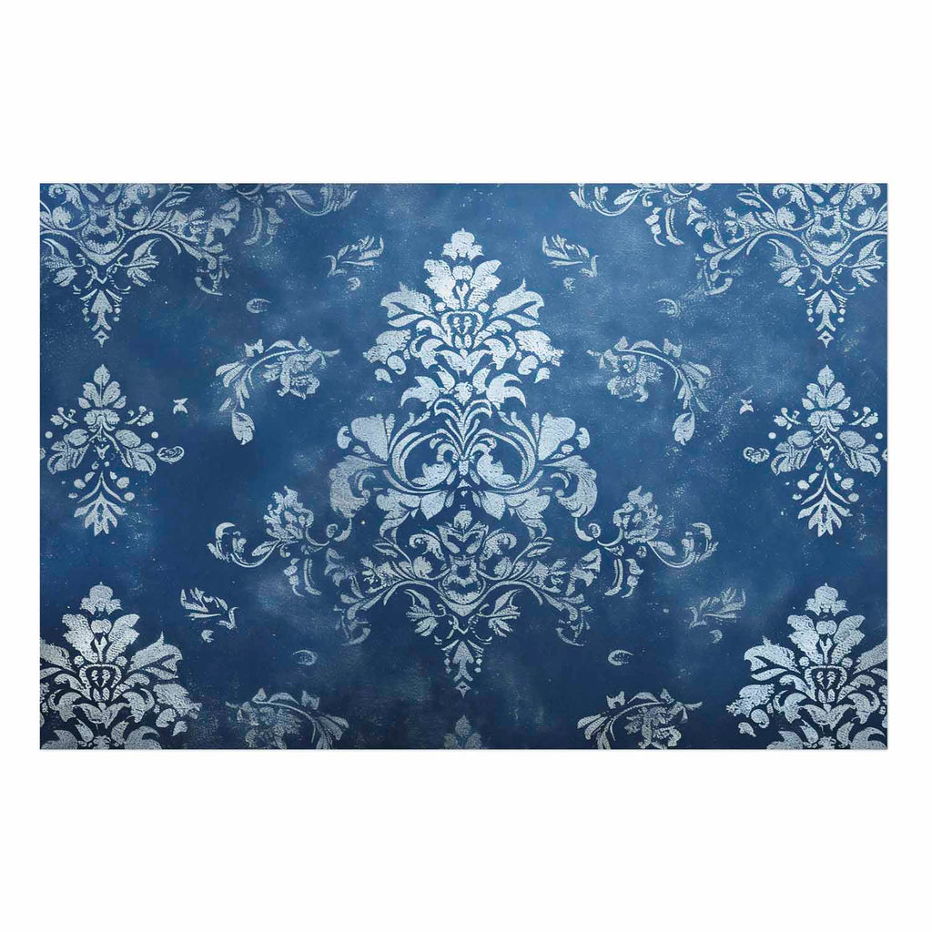 Worn Blue Baroque Ornament Retro Poster