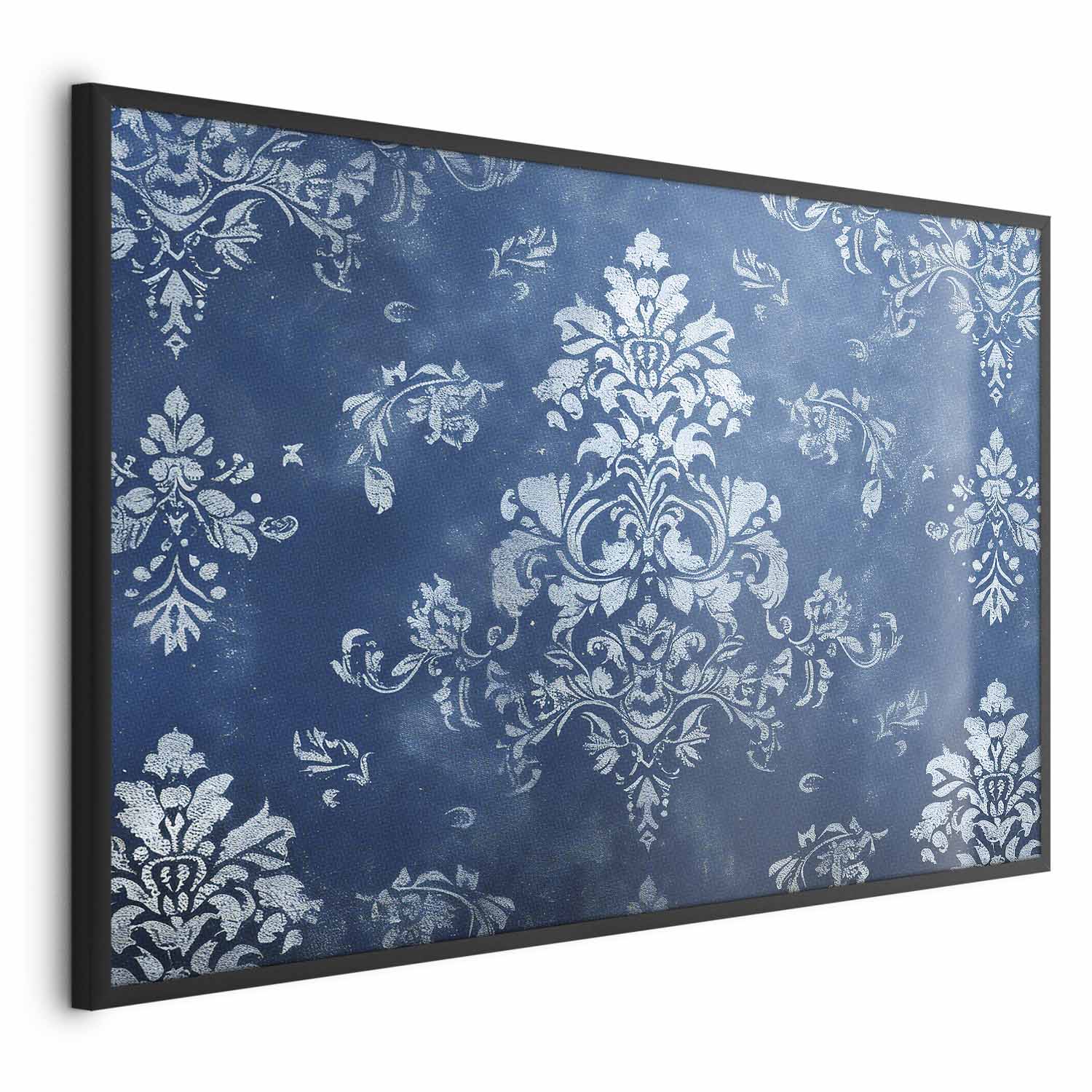 Worn Blue Baroque Ornament Retro Poster