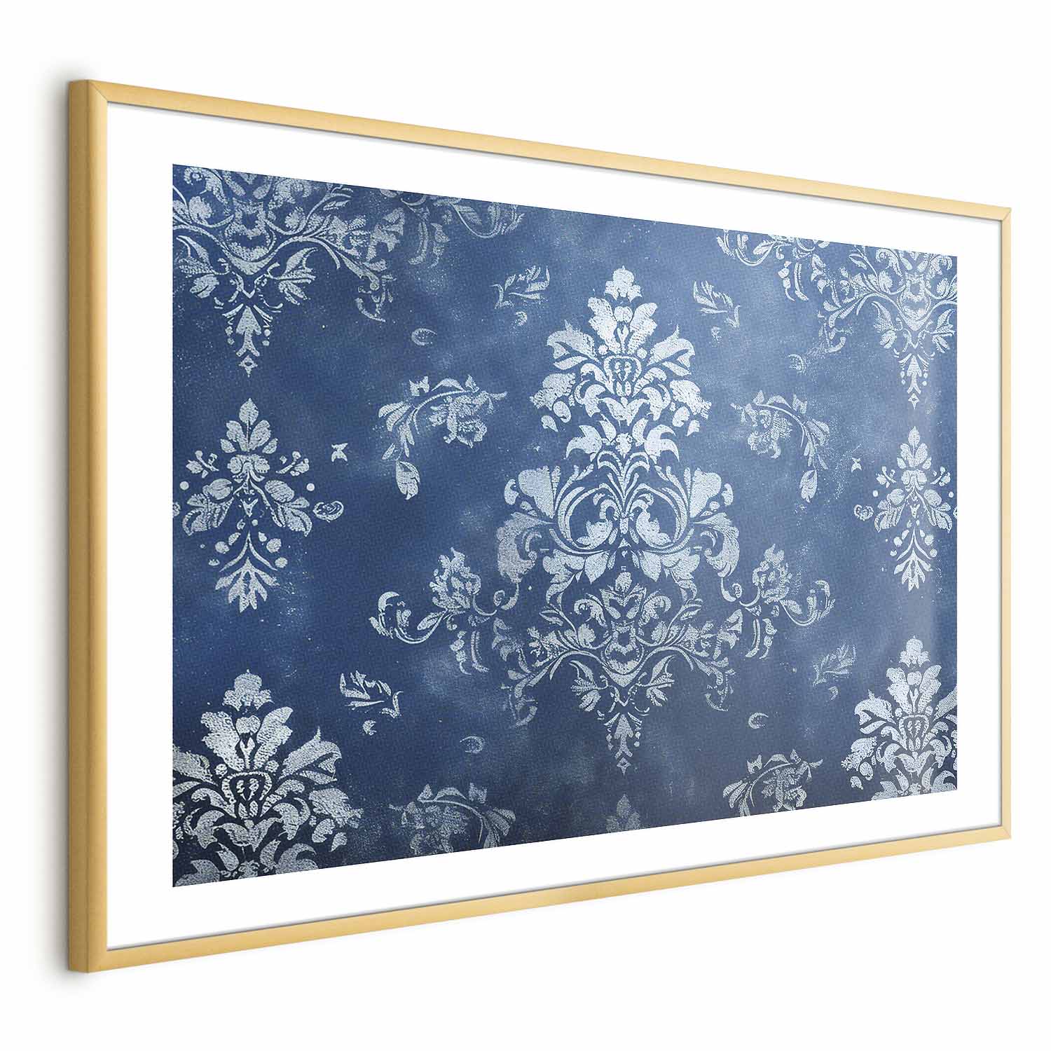 Worn Blue Baroque Ornament Retro Poster