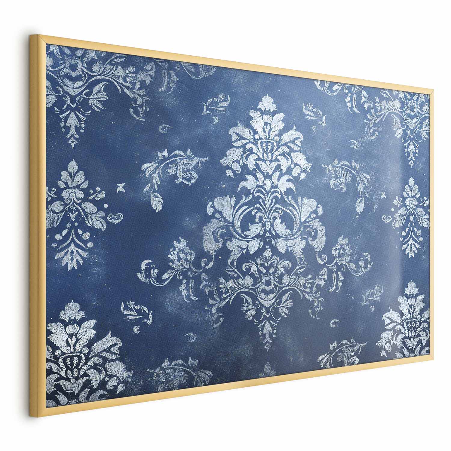 Worn Blue Baroque Ornament Retro Poster