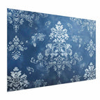 Worn Blue Baroque Ornament Retro Poster
