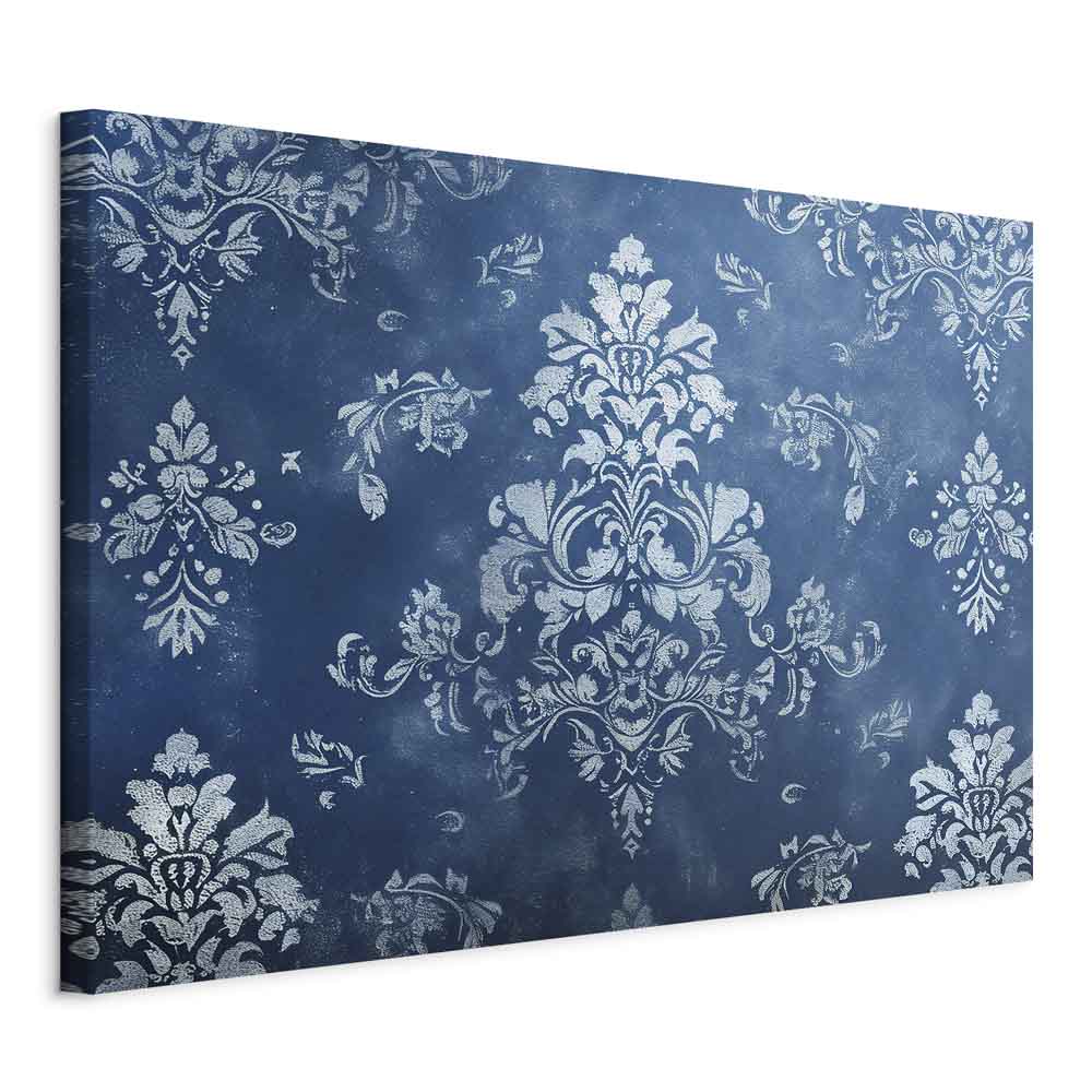 Canvas Print Retro Ornament Decorative Motif in Worn Blues