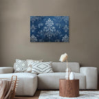 Canvas Print Retro Ornament Decorative Motif in Worn Blues