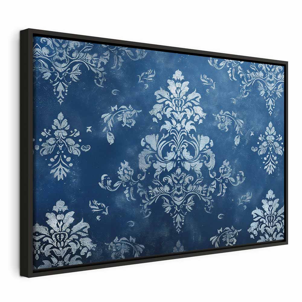 Canvas Print Retro Ornament Decorative Motif in Worn Blues