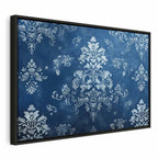 Canvas Print Retro Ornament Decorative Motif in Worn Blues