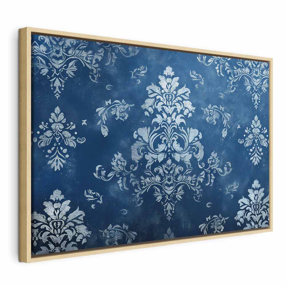 Canvas Print Retro Ornament Decorative Motif in Worn Blues
