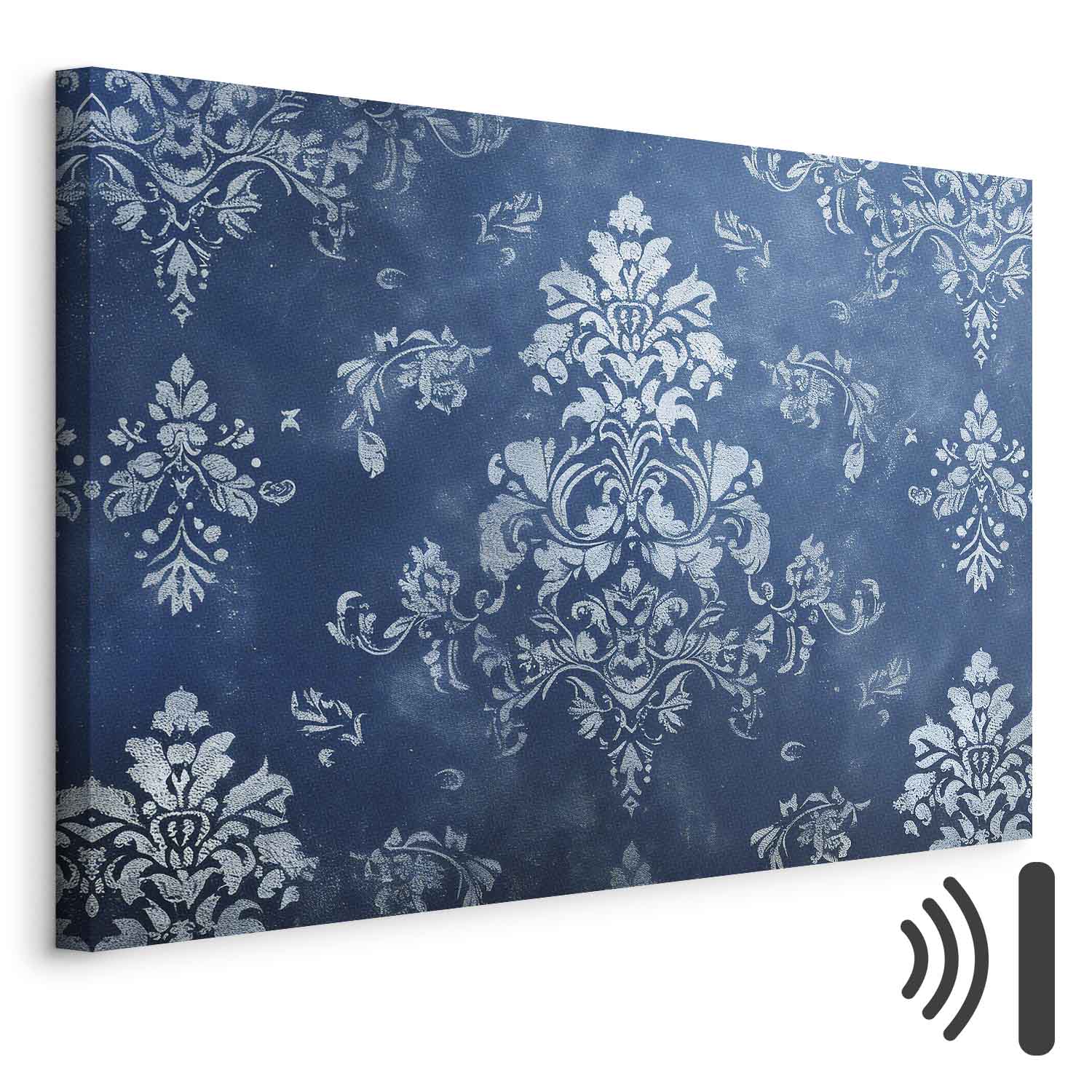 Retro Baroque Ornament Motif Blue Canvas Print