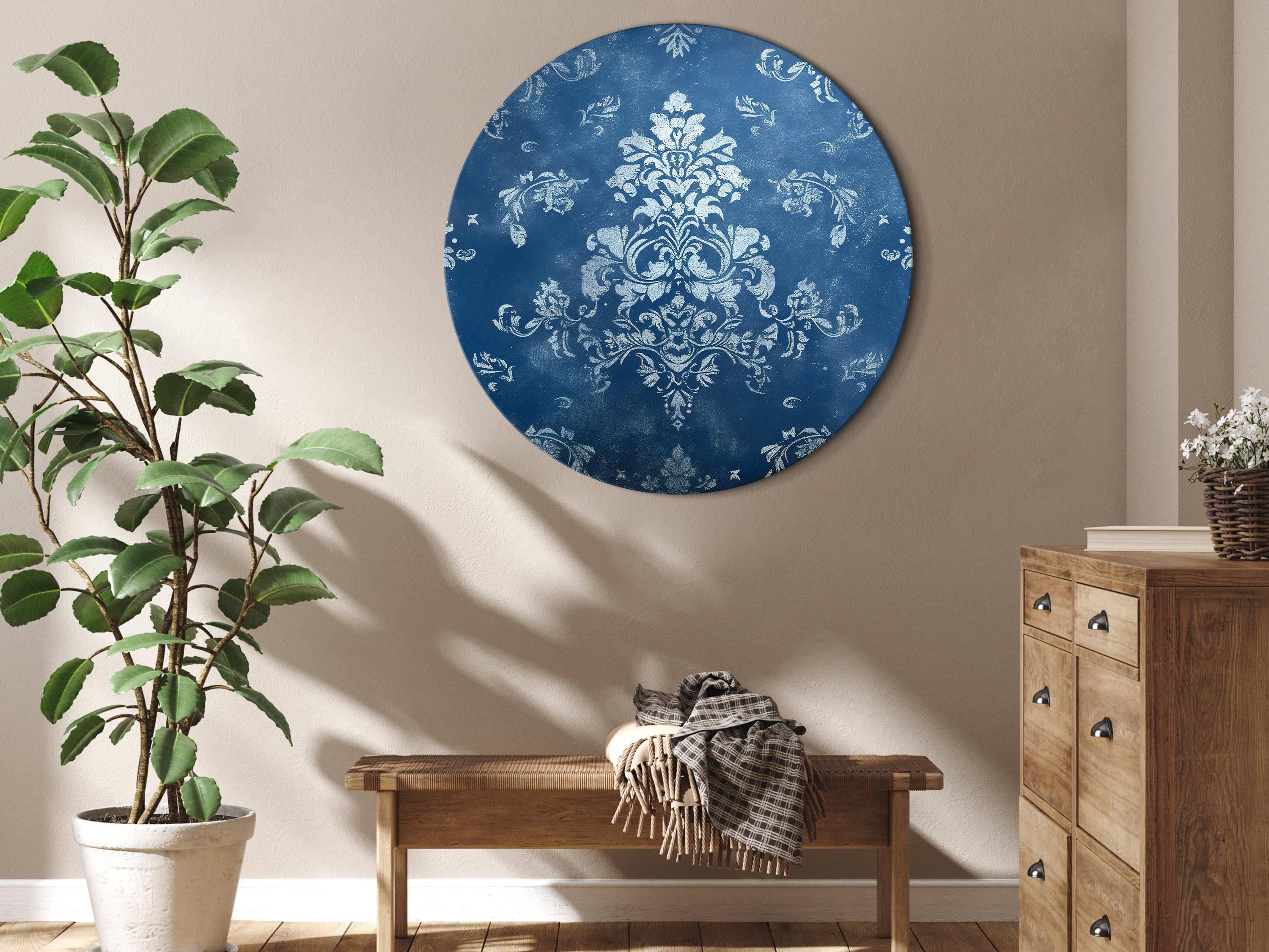 Round Canvas Print: Retro Ornament