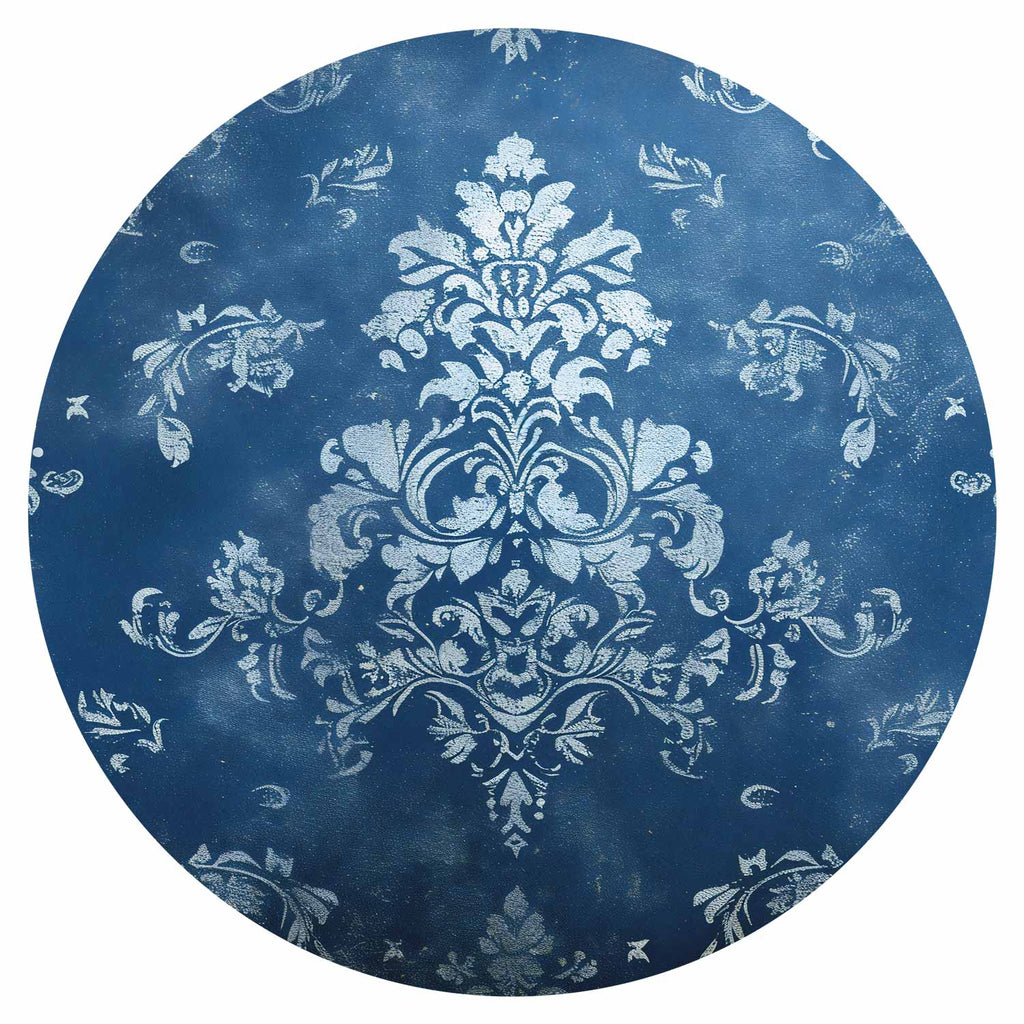 Faded Blue Baroque Ornament Round Wall Mural