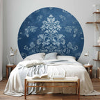 Faded Blue Baroque Ornament Round Wall Mural
