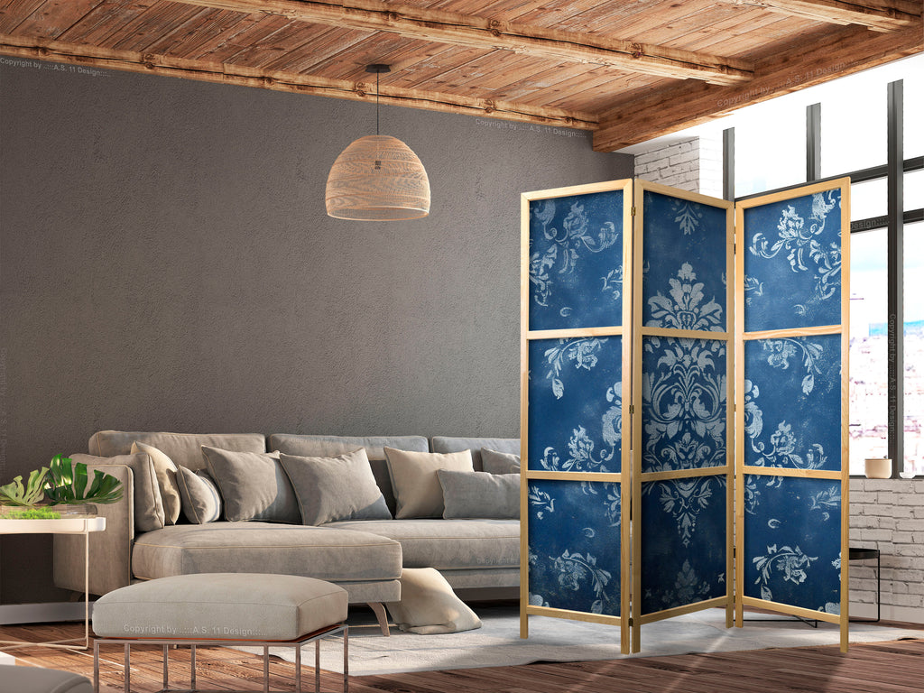 Japanese Room Divider 3-Panel Floral Screen - Retro Ornament