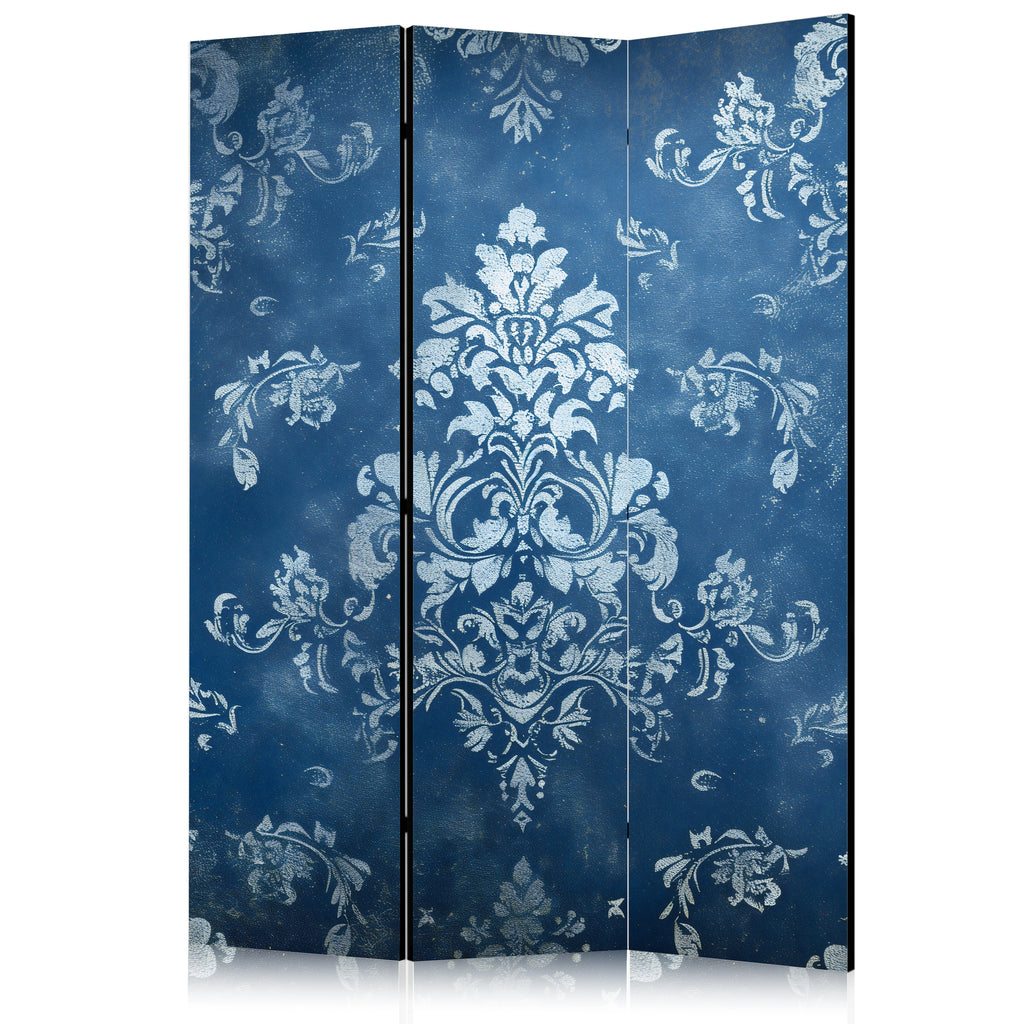 Room Divider with Retro Ornament in Rubbed Blues