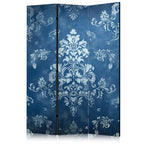 Room Divider with Retro Ornament in Rubbed Blues