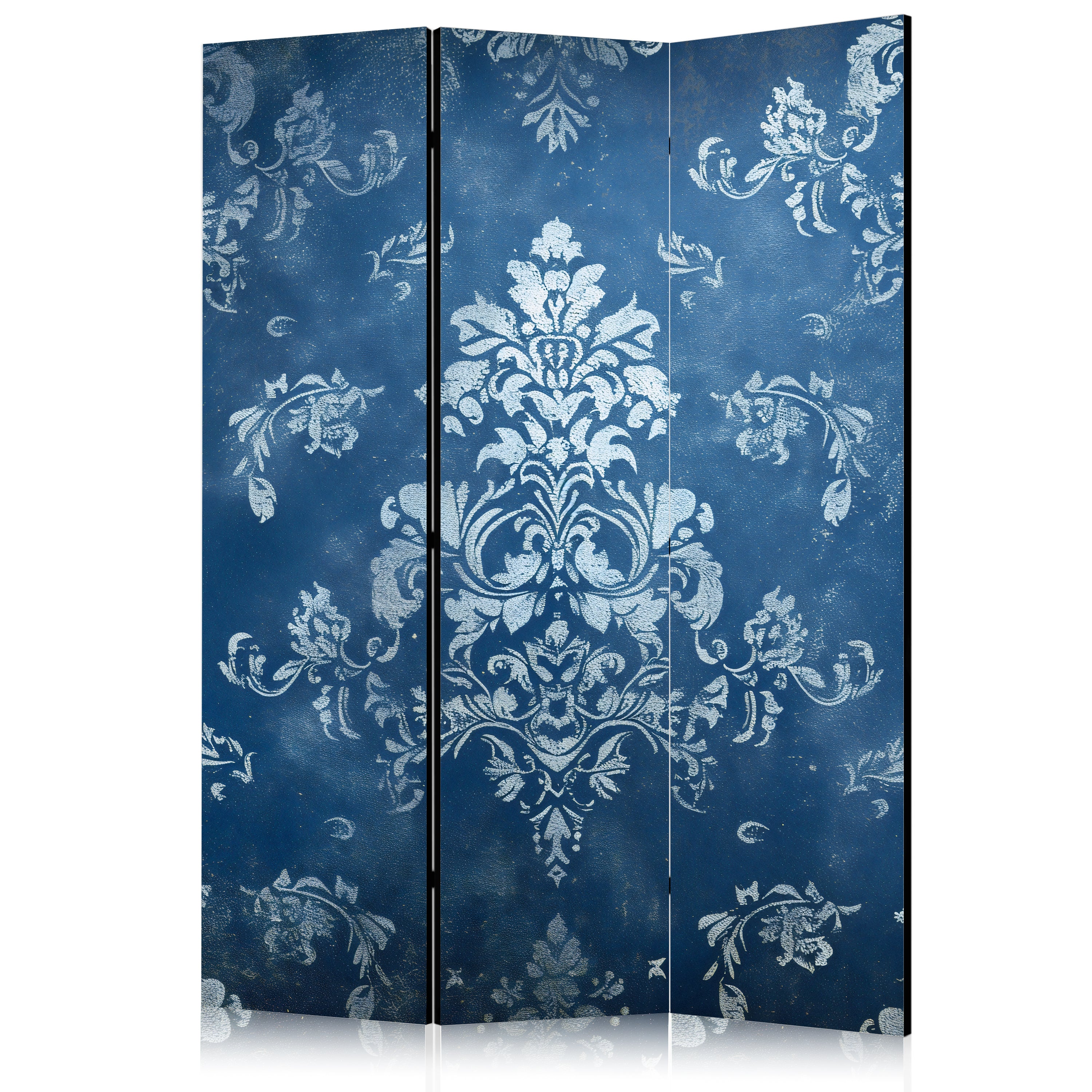 Room Divider with Retro Ornament in Rubbed Blues