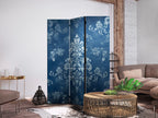Room Divider with Retro Ornament in Rubbed Blues