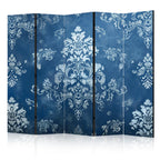 Room Divider Floral Screen - 5-Panel Blue & White