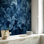 Dark Blue Victorian Leaf Ornament Wall Mural