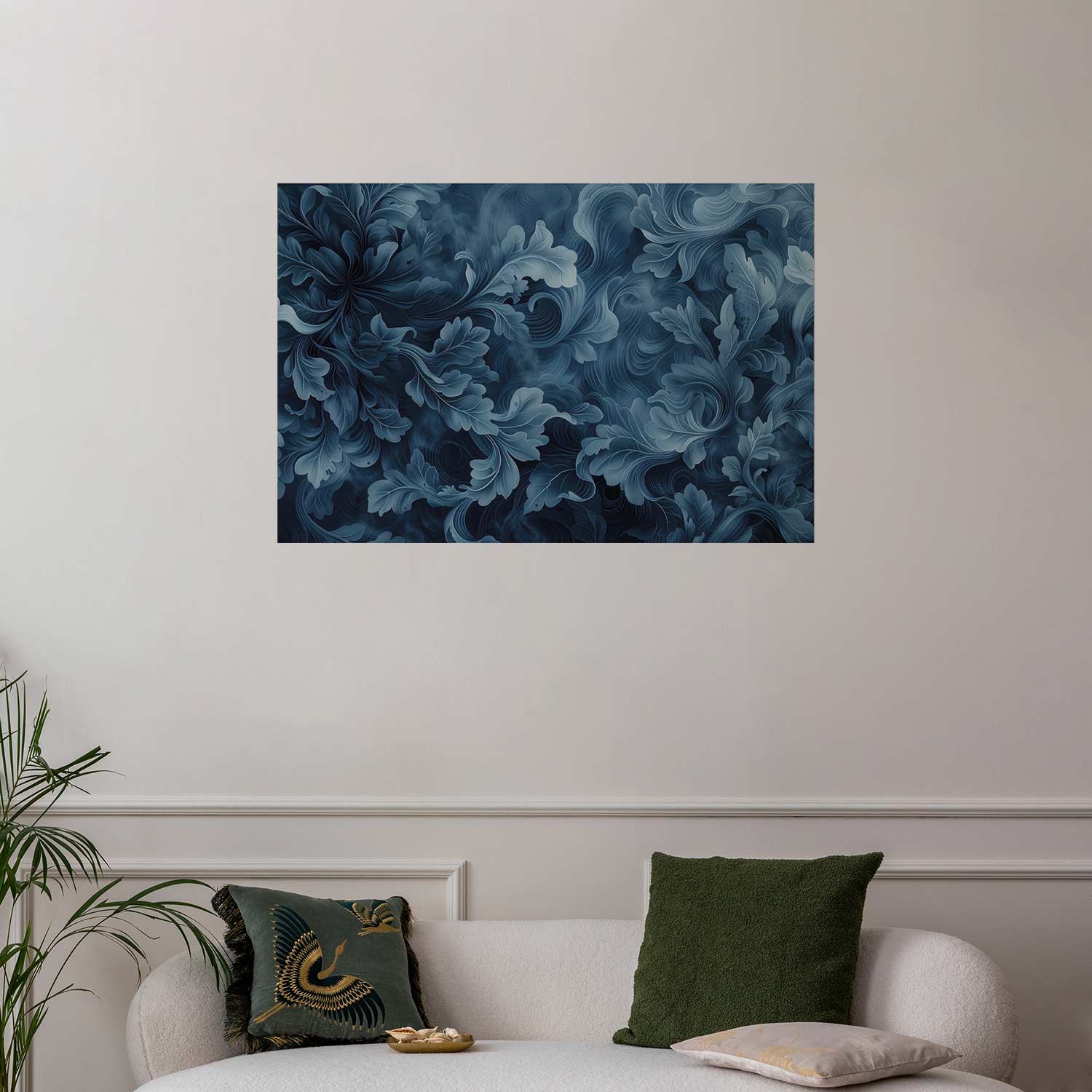 Dark Blue Baroque Ornament Abstract Poster