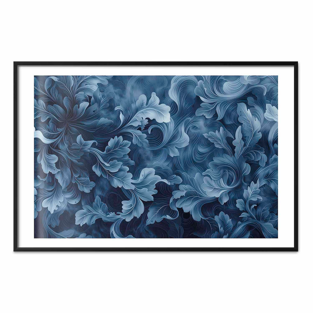Dark Blue Baroque Ornament Abstract Poster