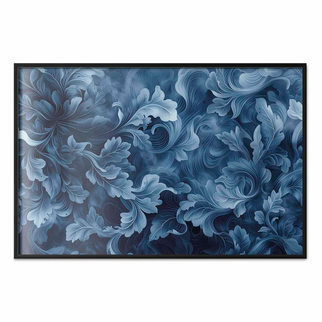 Dark Blue Baroque Ornament Abstract Poster
