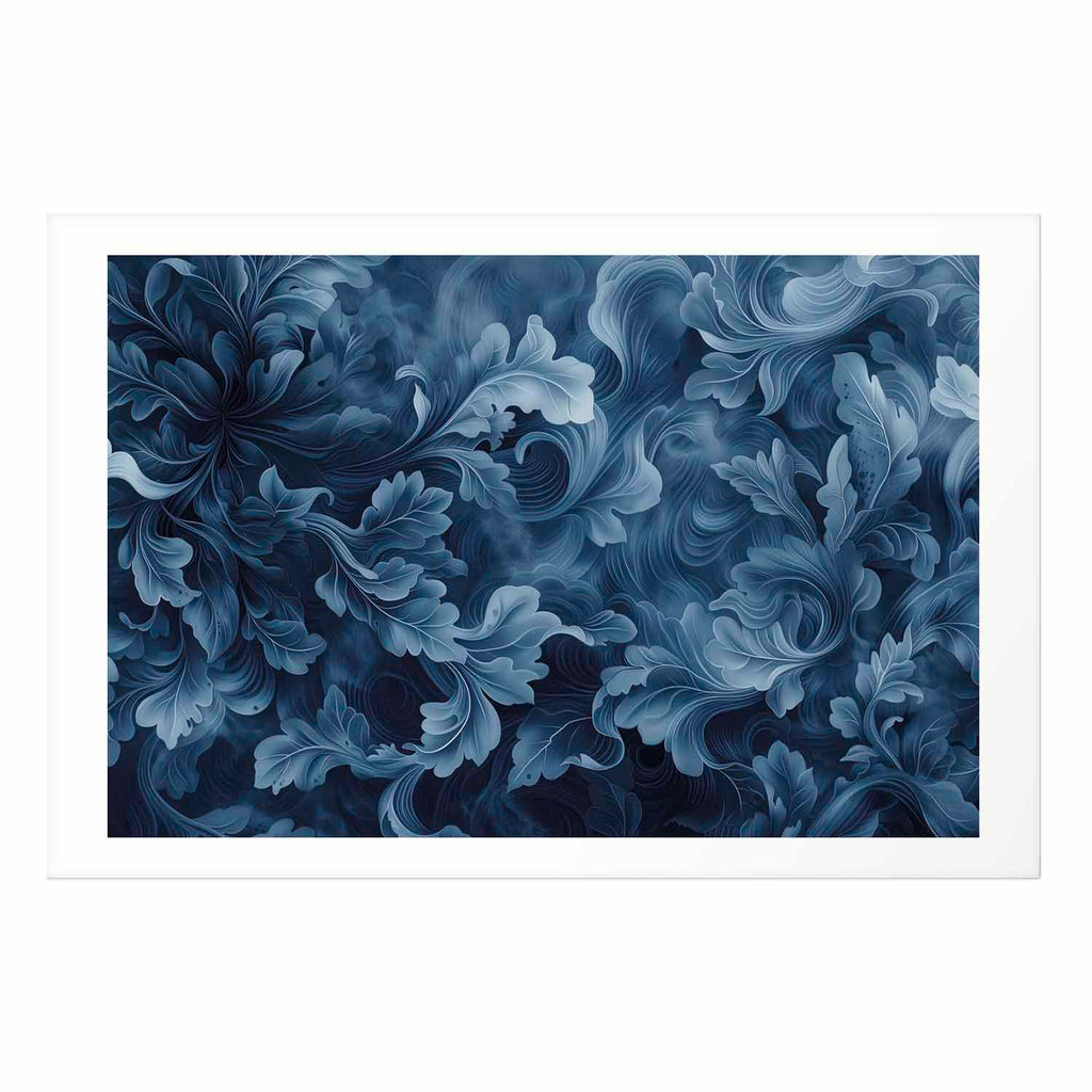 Dark Blue Baroque Ornament Abstract Poster