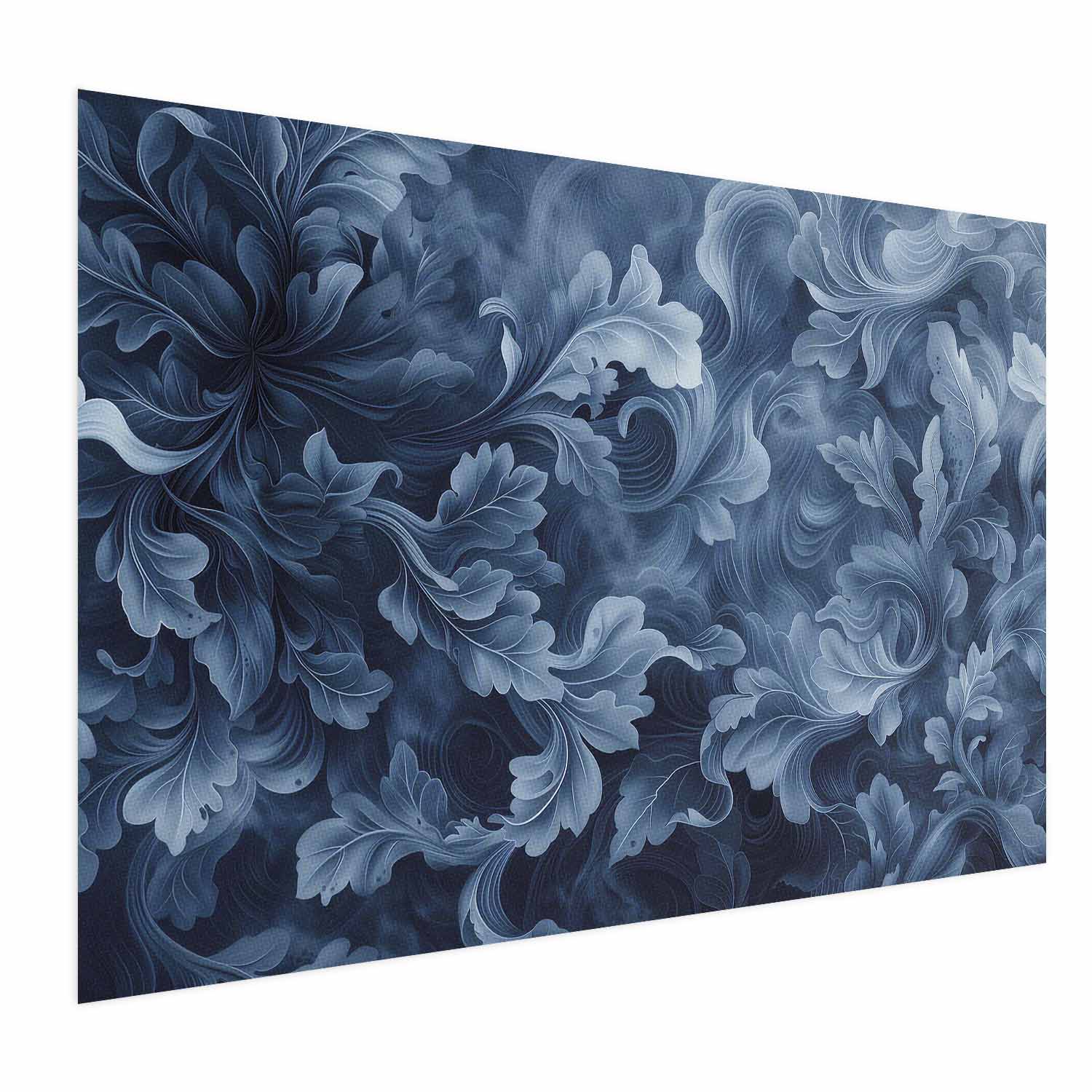 Dark Blue Baroque Ornament Abstract Poster