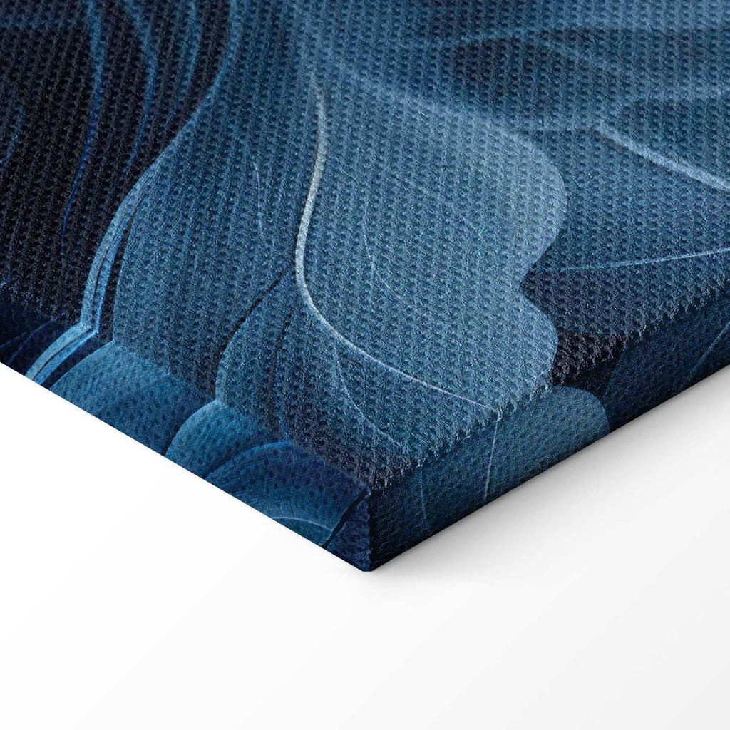 Abstract Dark Blue Victorian Leaves Canvas Print