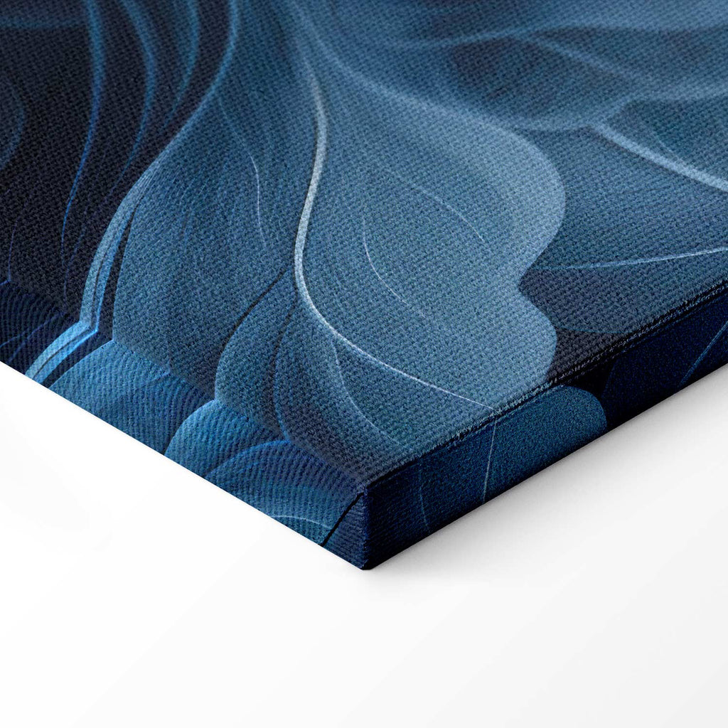 Abstract Dark Blue Victorian Leaves Canvas Print