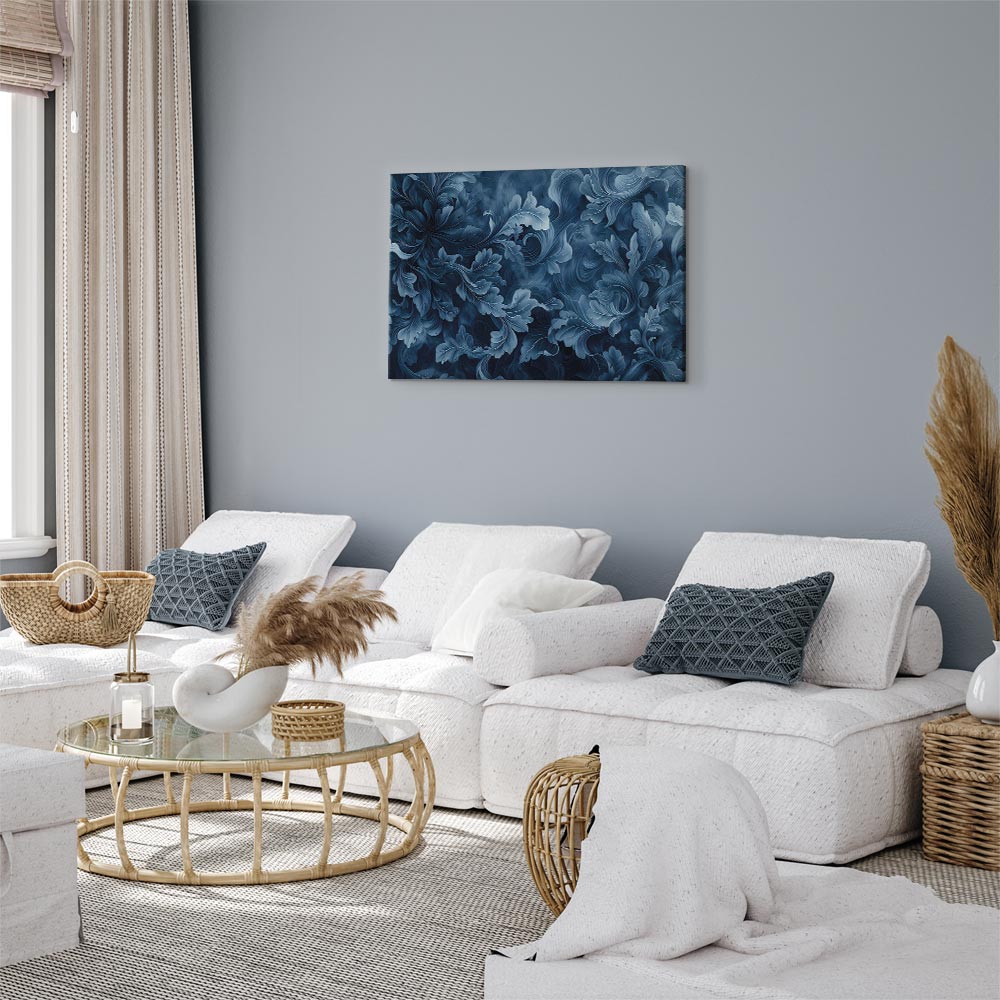 Canvas Print - Abstract Ornaments Dark Blue Victorian Leaves