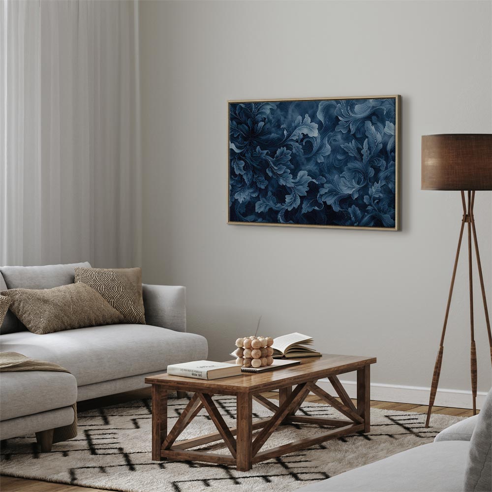 Canvas Print - Abstract Ornaments Dark Blue Victorian Leaves