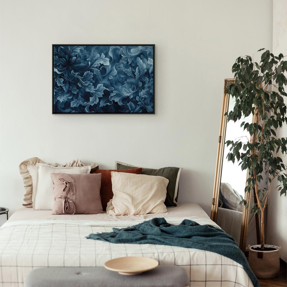 Canvas Print - Abstract Ornaments Dark Blue Victorian Leaves