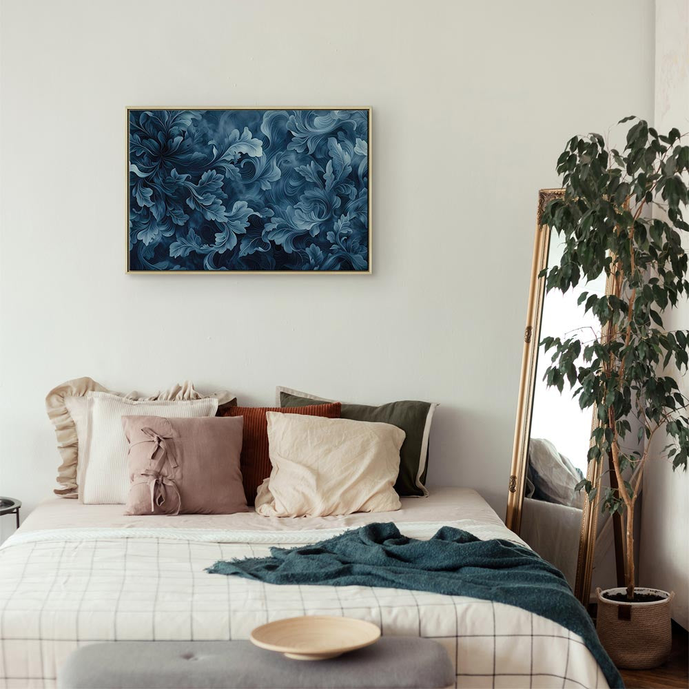 Canvas Print - Abstract Ornaments Dark Blue Victorian Leaves