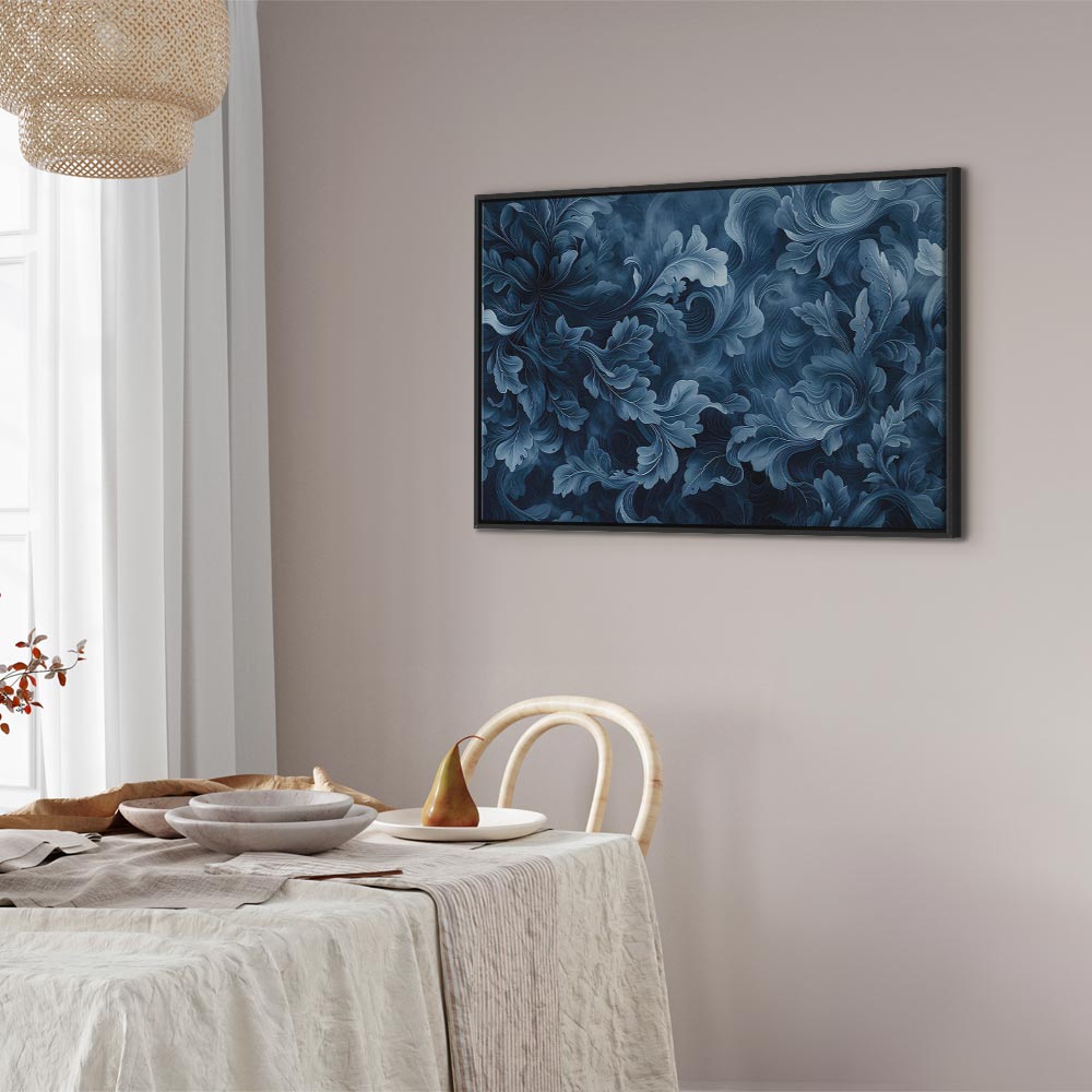 Canvas Print - Abstract Ornaments Dark Blue Victorian Leaves