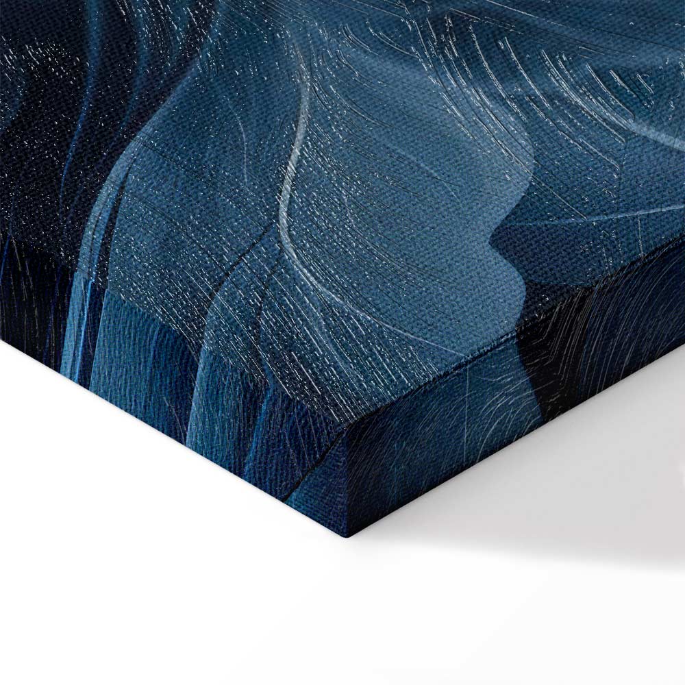 Abstract Dark Blue Victorian Leaves Canvas Print