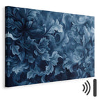 Abstract Dark Blue Victorian Leaves Canvas Print