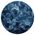 Dark Blue Baroque Ornament Abstract Round Wall Mural