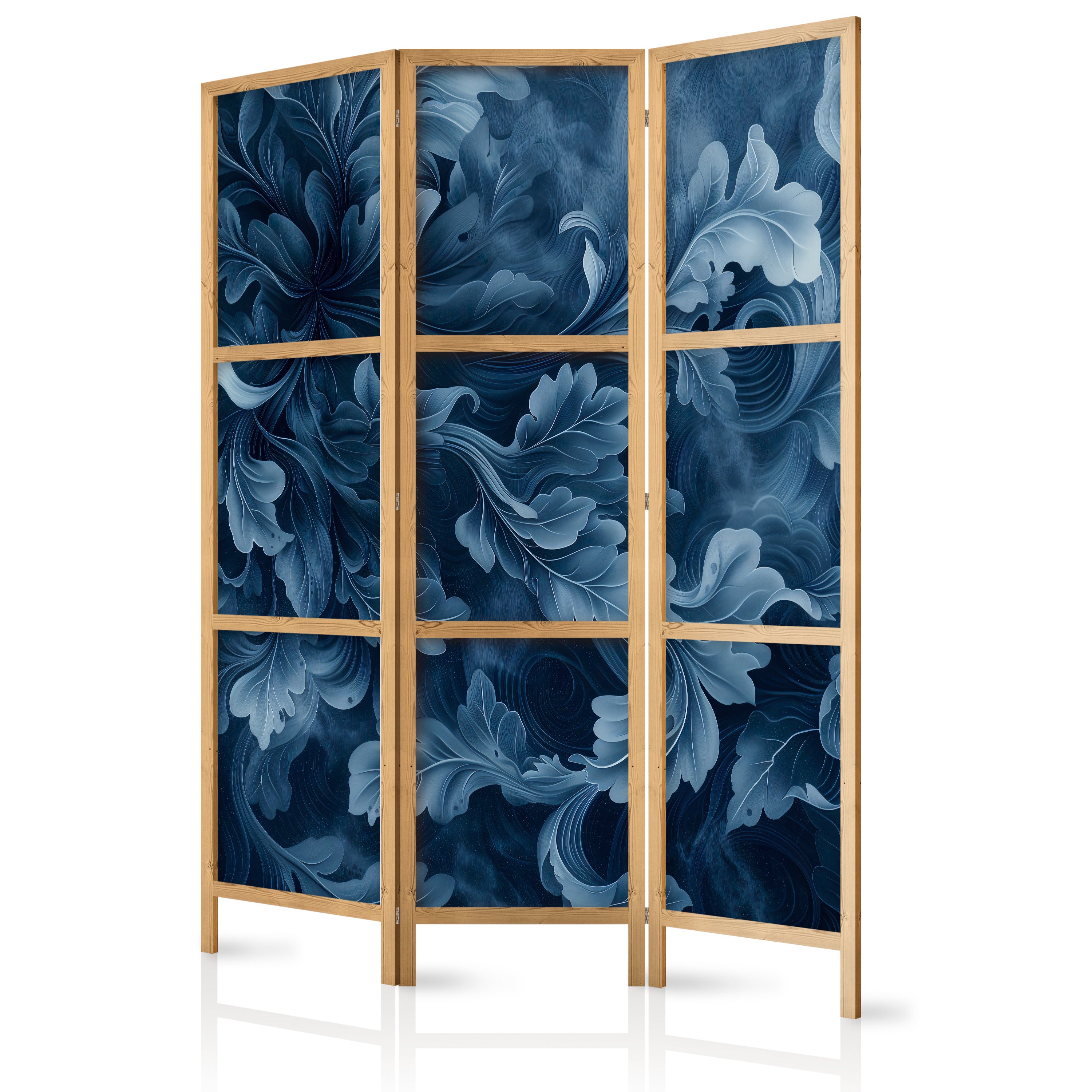 Room Divider with Abstract Ornaments in Dark Blue