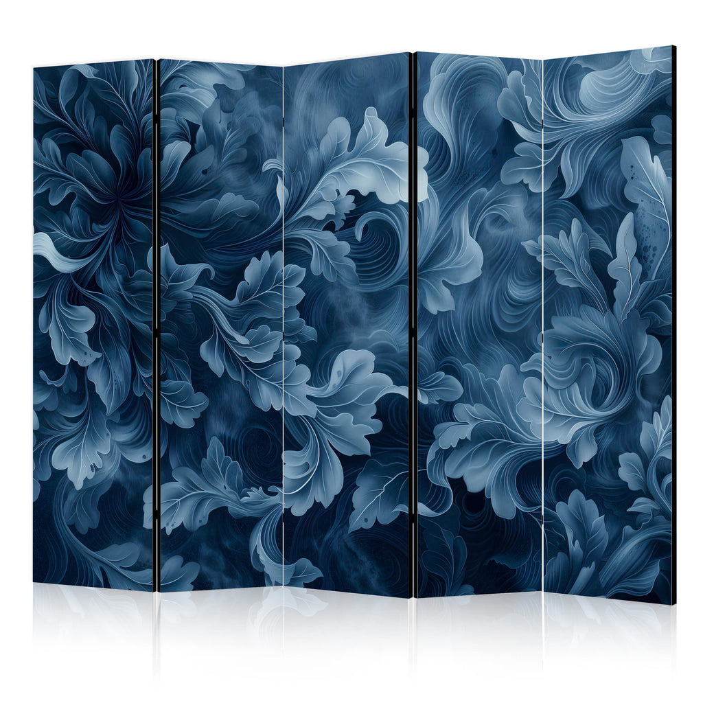 Room Divider - Abstract Ornaments in Blue Leaves