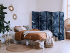 Room Divider - Abstract Ornaments in Blue Leaves