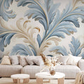 Baroque Ornament Light Cream-Blue Wall Mural