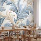 Baroque Ornament Light Cream-Blue Wall Mural