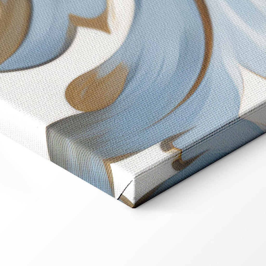 Light Cream Blue Baroque Ornament Canvas Print