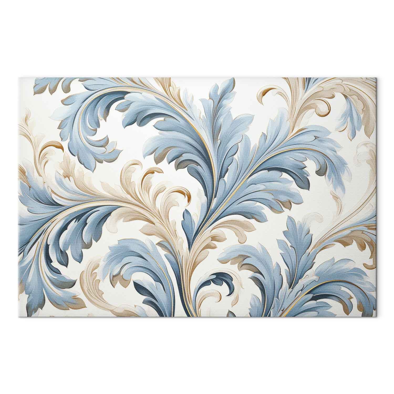 Light Cream Blue Baroque Ornament Canvas Print