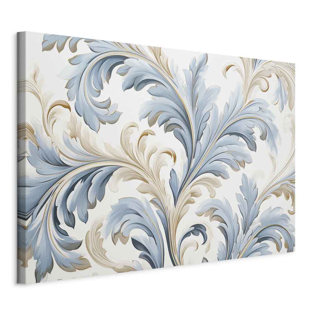 Canvas Print Baroque Ornaments in Light Cream-Blue Hues