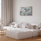 Light Cream Blue Baroque Ornament Canvas Print