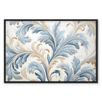 Light Cream Blue Baroque Ornament Canvas Print