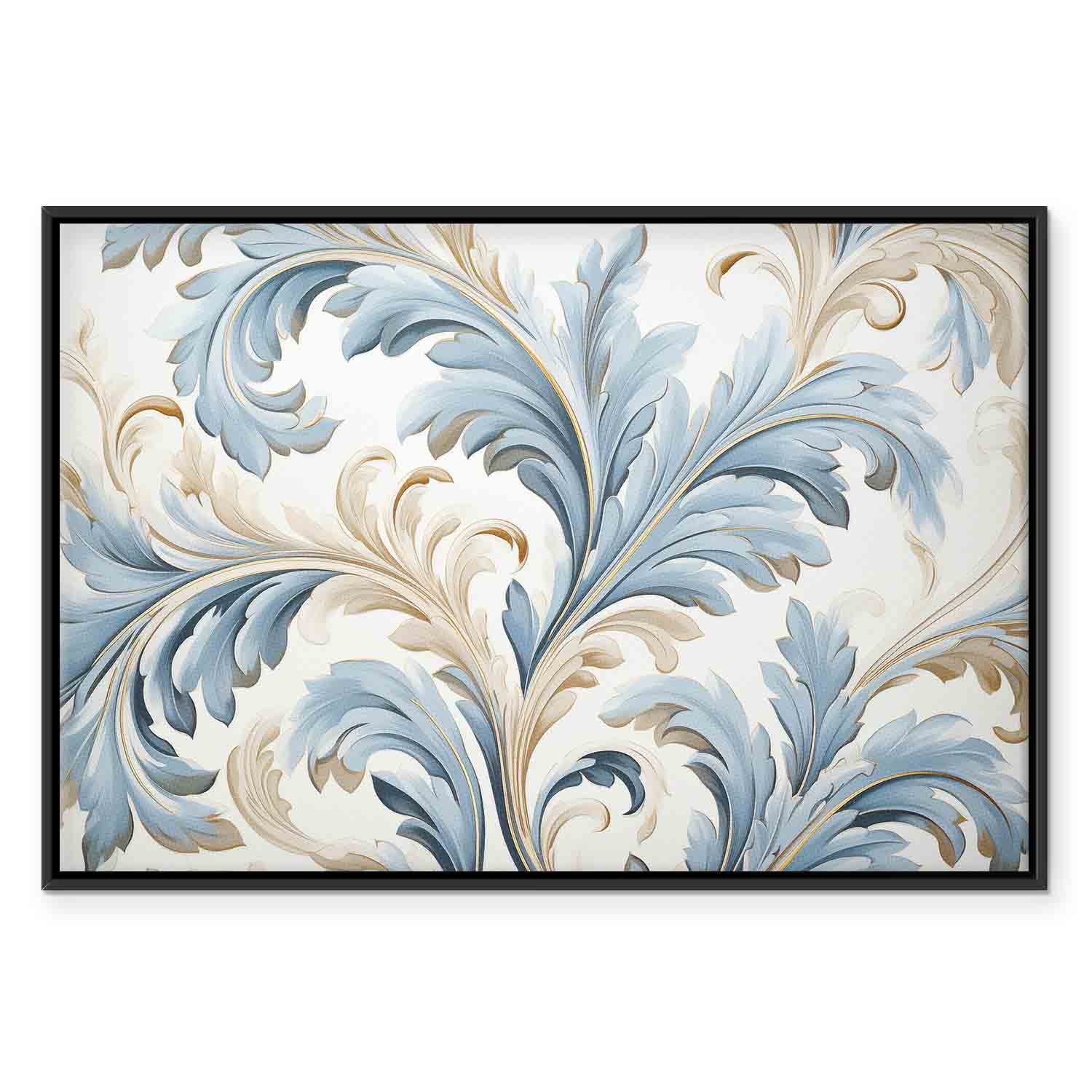 Light Cream Blue Baroque Ornament Canvas Print